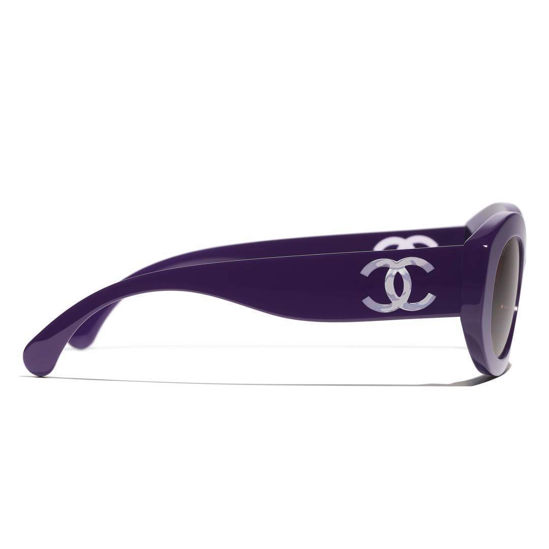 Chanel Luxury Oval Sunglasses - Burgundy Acetate with Signature Logo