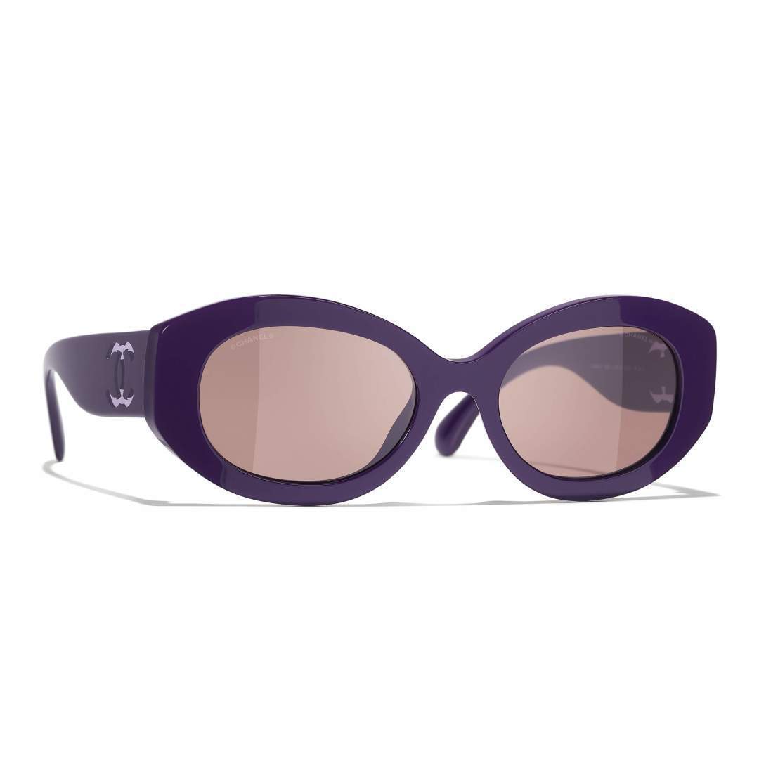Chanel Luxury Oval Sunglasses - Burgundy Acetate with Signature Logo