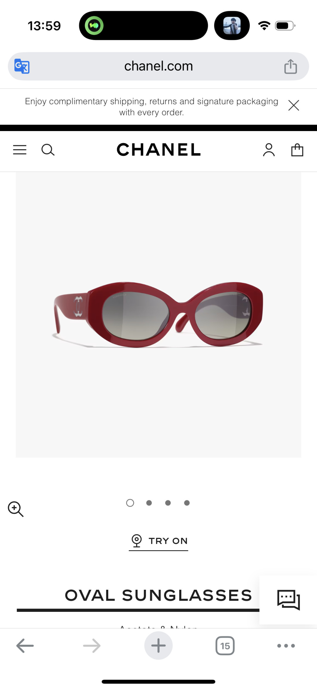Chanel Red Oval Sunglasses with Iconic White CC Logo – Acetate