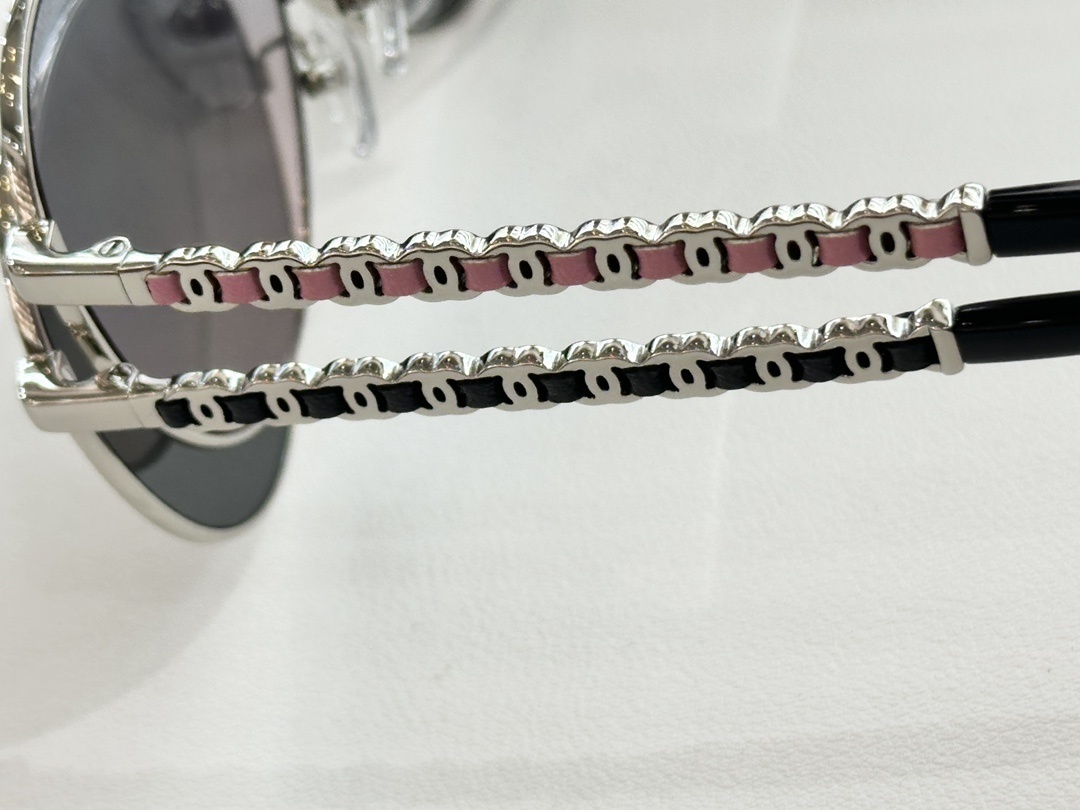 Chanel Luxury Aviator Sunglasses - Metal Frame with Chain Detail