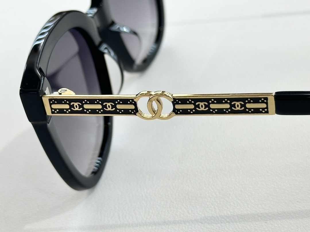 Chanel Women's Luxury Butterfly Sunglasses with Gold CC Logo