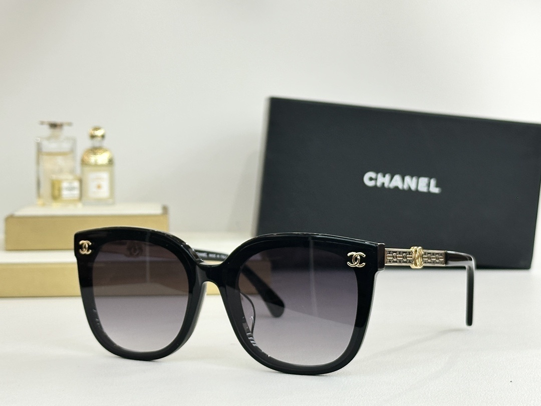 Chanel Women's Luxury Butterfly Sunglasses with Gold CC Logo