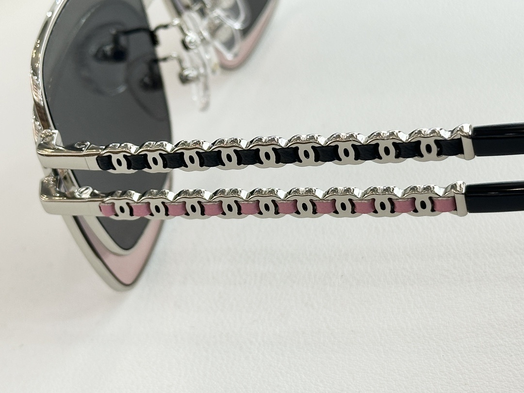 Chanel Oversized Square Metal Sunglasses - Elegant Chain Temples