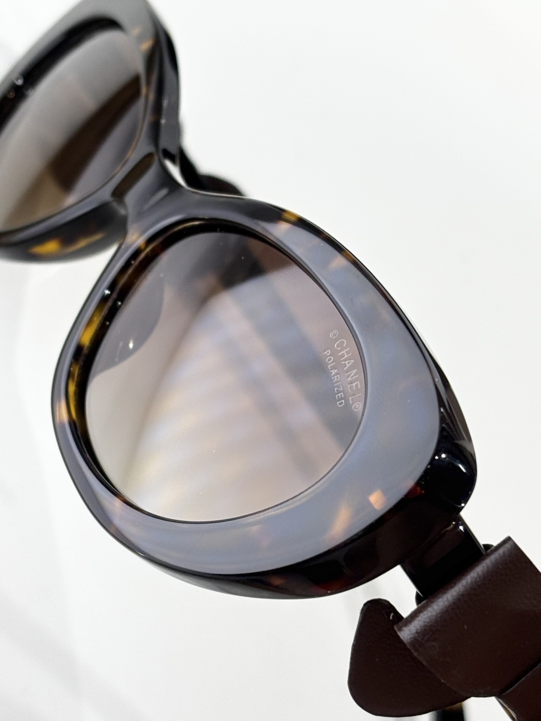 Chanel 9181Q Tortoise Polarized Sunglasses with Leather Bow Detail