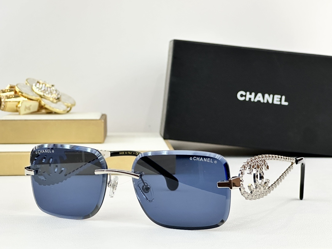 Chanel Luxury Rimless Sunglasses – Crystal CC Logo Temples