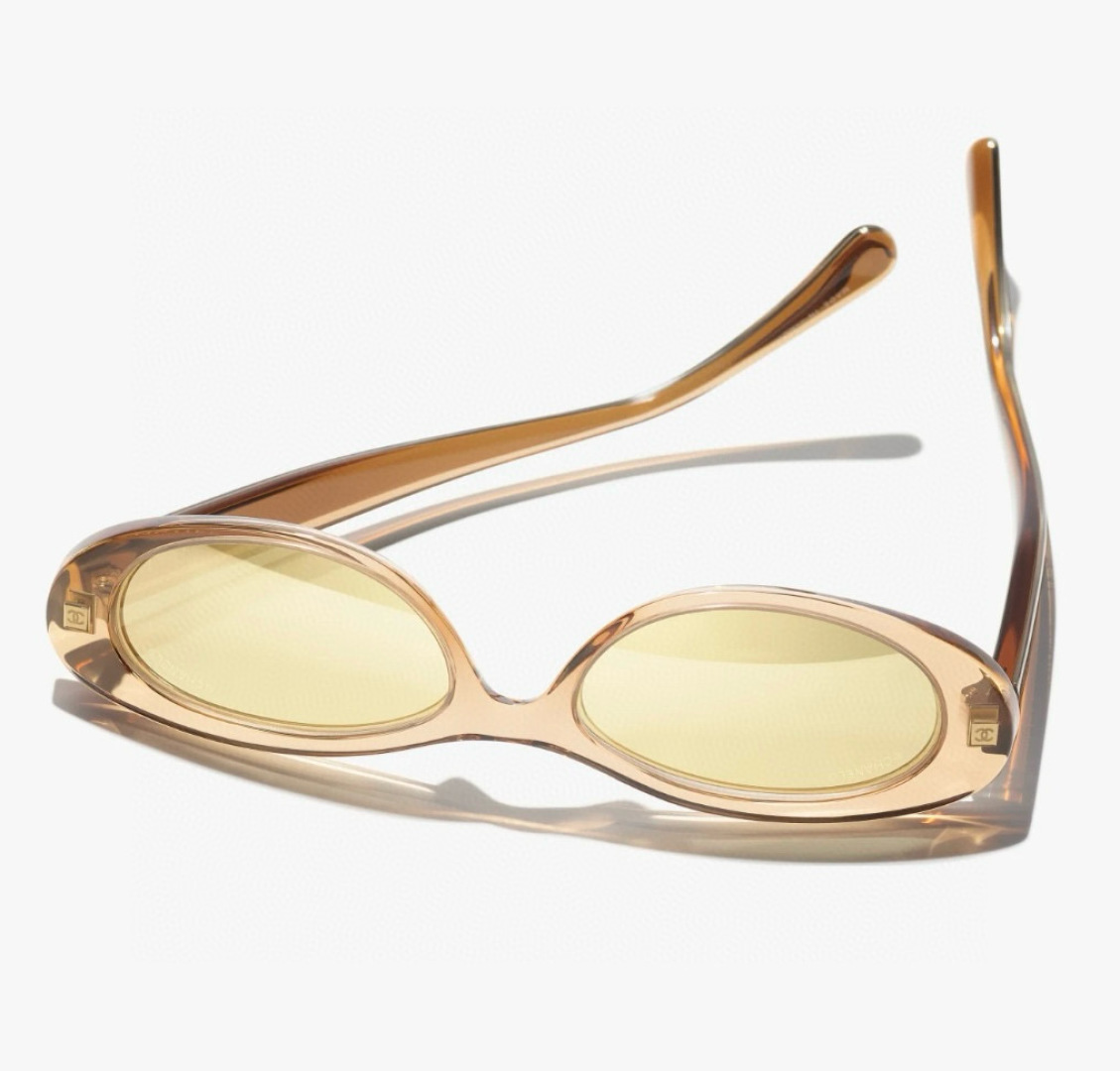 Chanel Vintage Oval Sunglasses - Honey Champagne Translucent