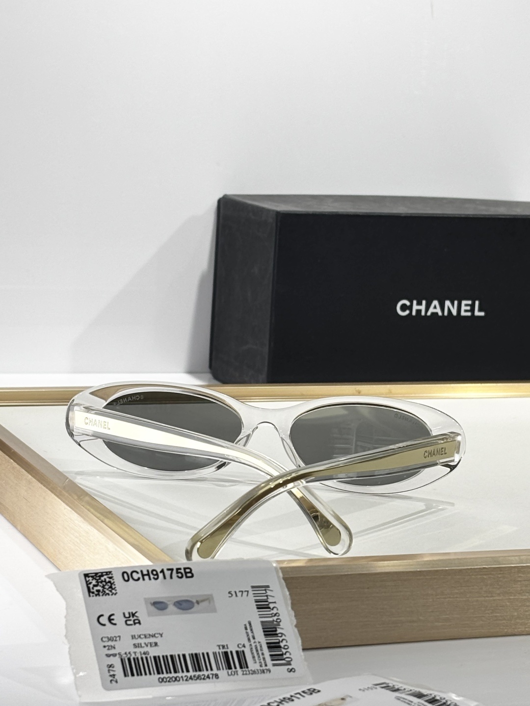 Chanel OCH9175B Clear Oval Sunglasses with Silver Mirror Lenses