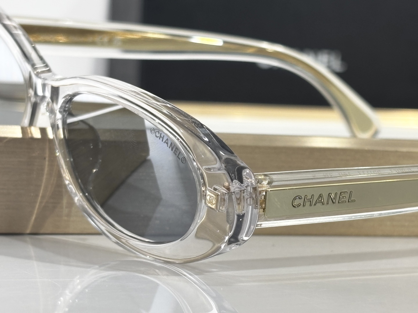 Chanel OCH9175B Clear Oval Sunglasses with Silver Mirror Lenses