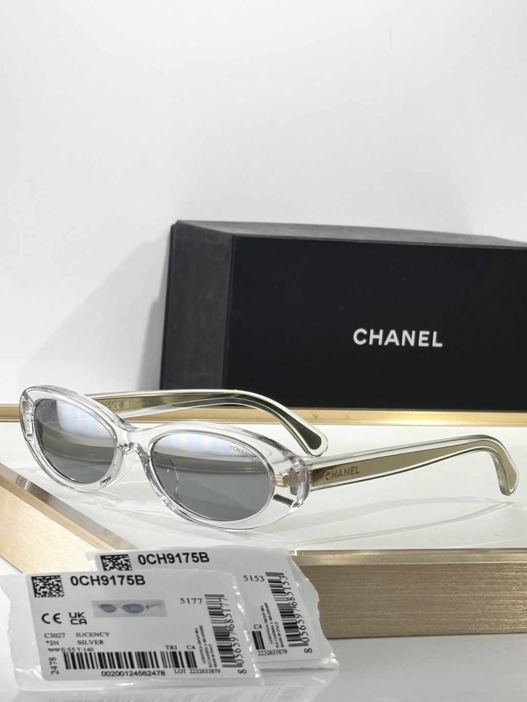 Chanel OCH9175B Clear Oval Sunglasses with Silver Mirror Lenses