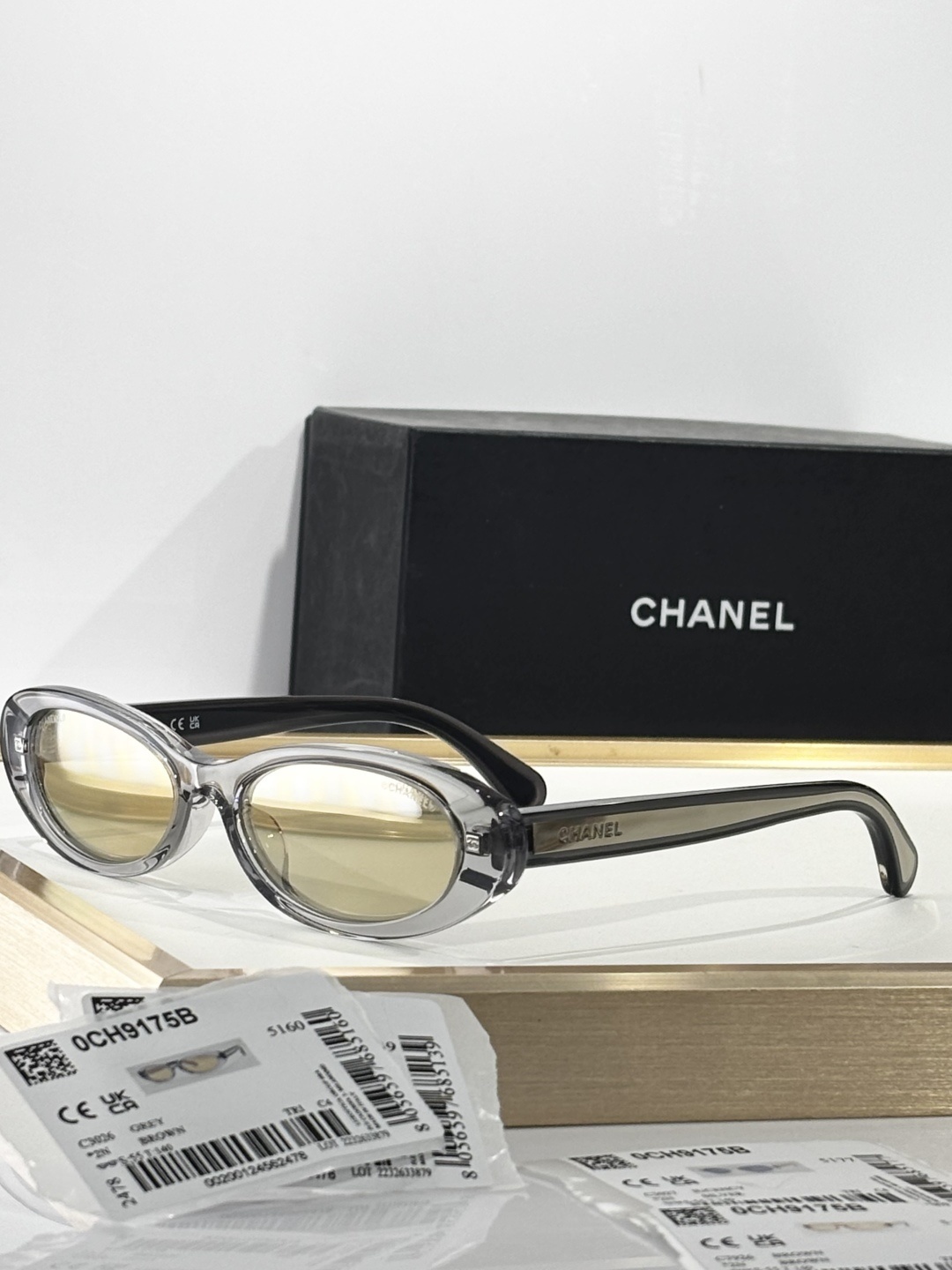 Chanel Oval Sunglasses - Transparent Grey & Gold Mirrored Lenses
