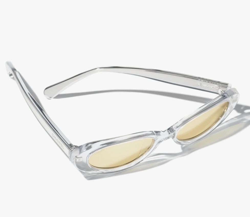 Chanel Clear Acetate Oval Sunglasses - Luxury Gold-Tone Detail
