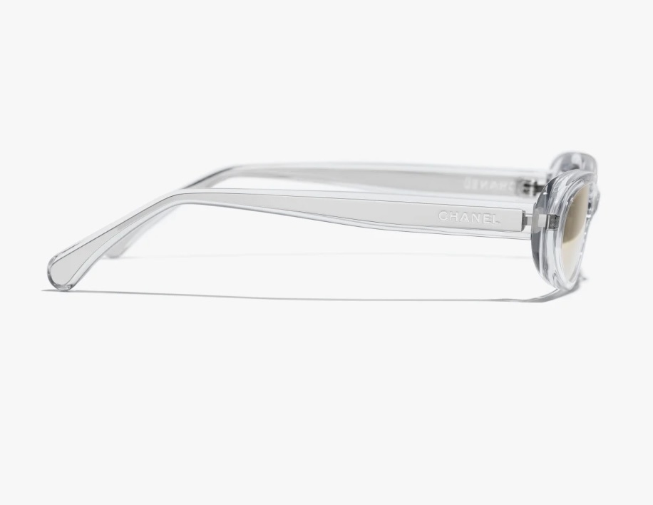 Chanel Clear Acetate Oval Sunglasses - Luxury Gold-Tone Detail