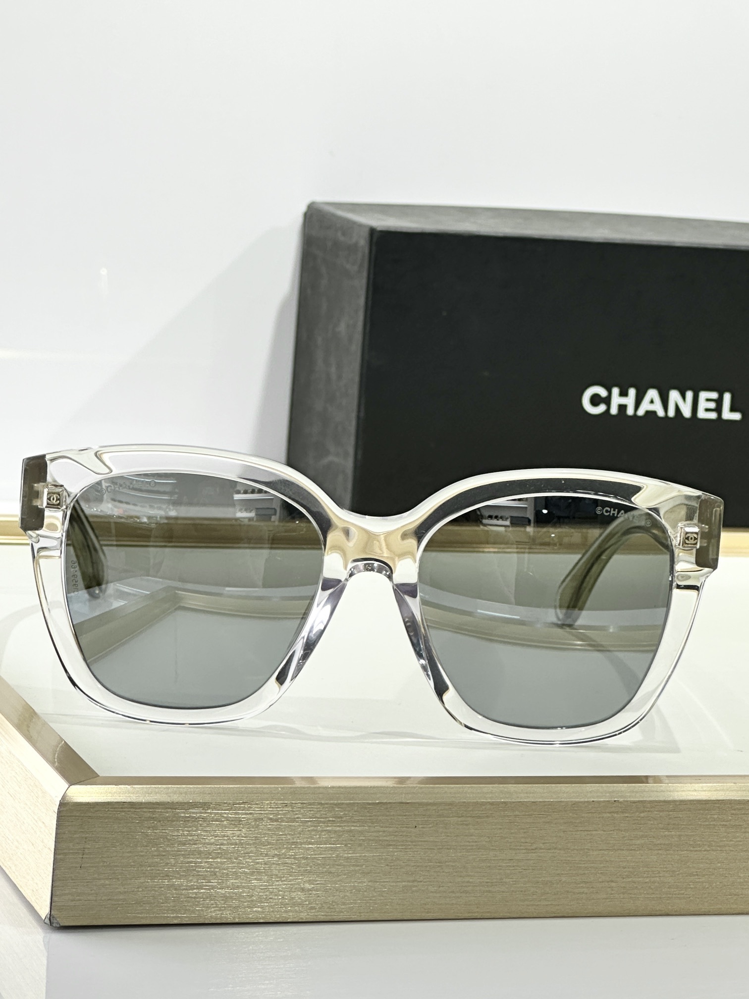 Chanel Butterfly Sunglasses - Light Grey Acetate & Silver Lenses
