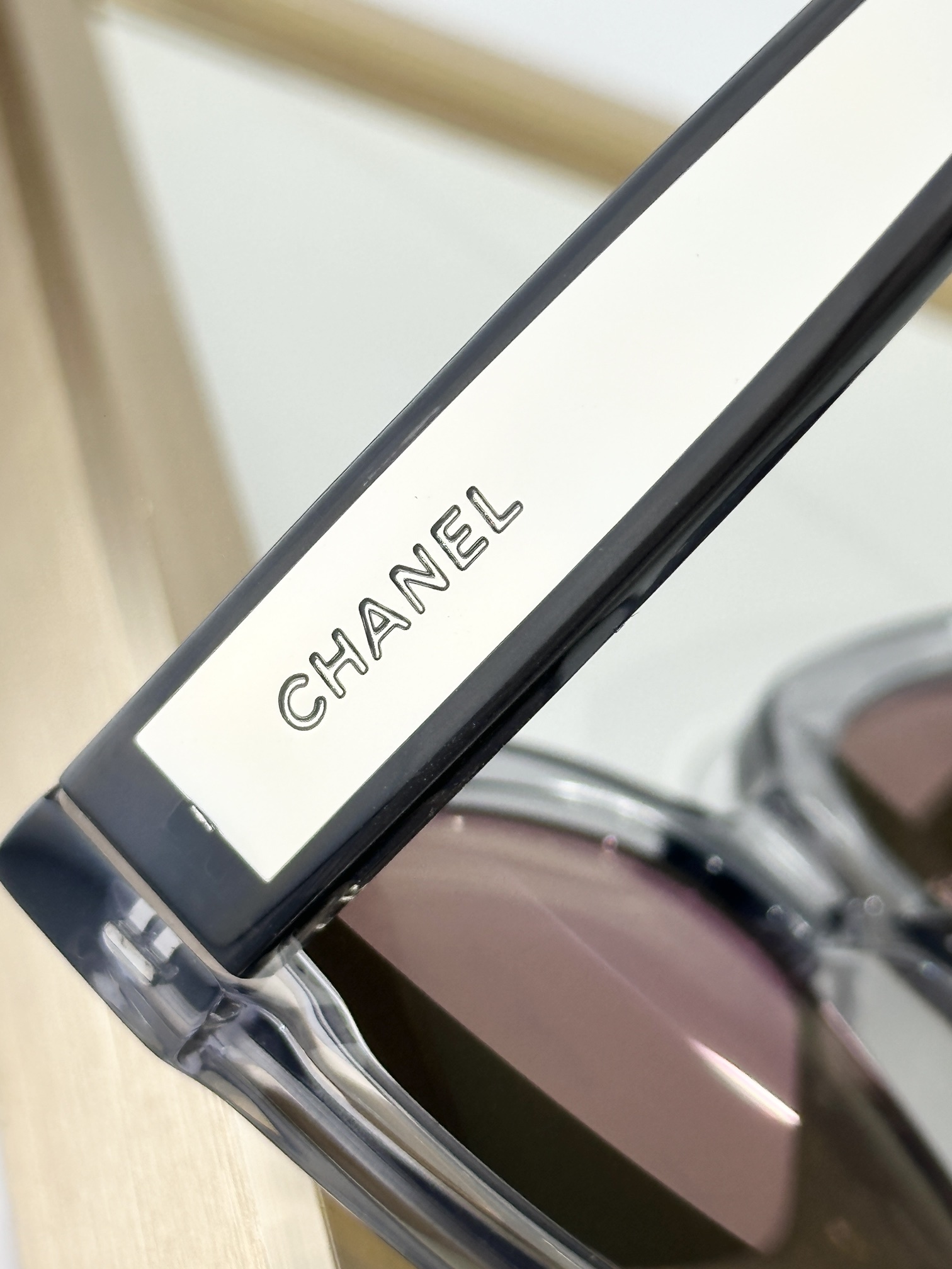 Chanel Butterfly Sunglasses - Light Grey Acetate & Gold Mirror