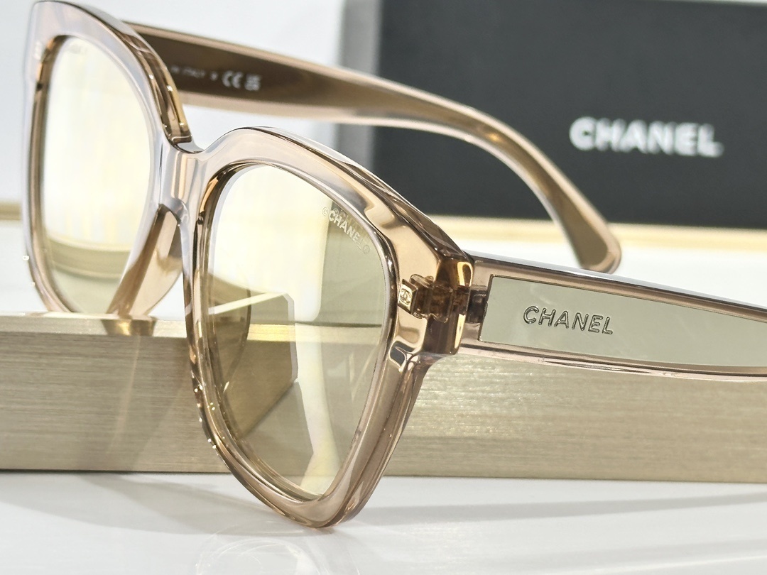 Chanel Light Orange Butterfly Sunglasses - Gold Mirrored Lenses