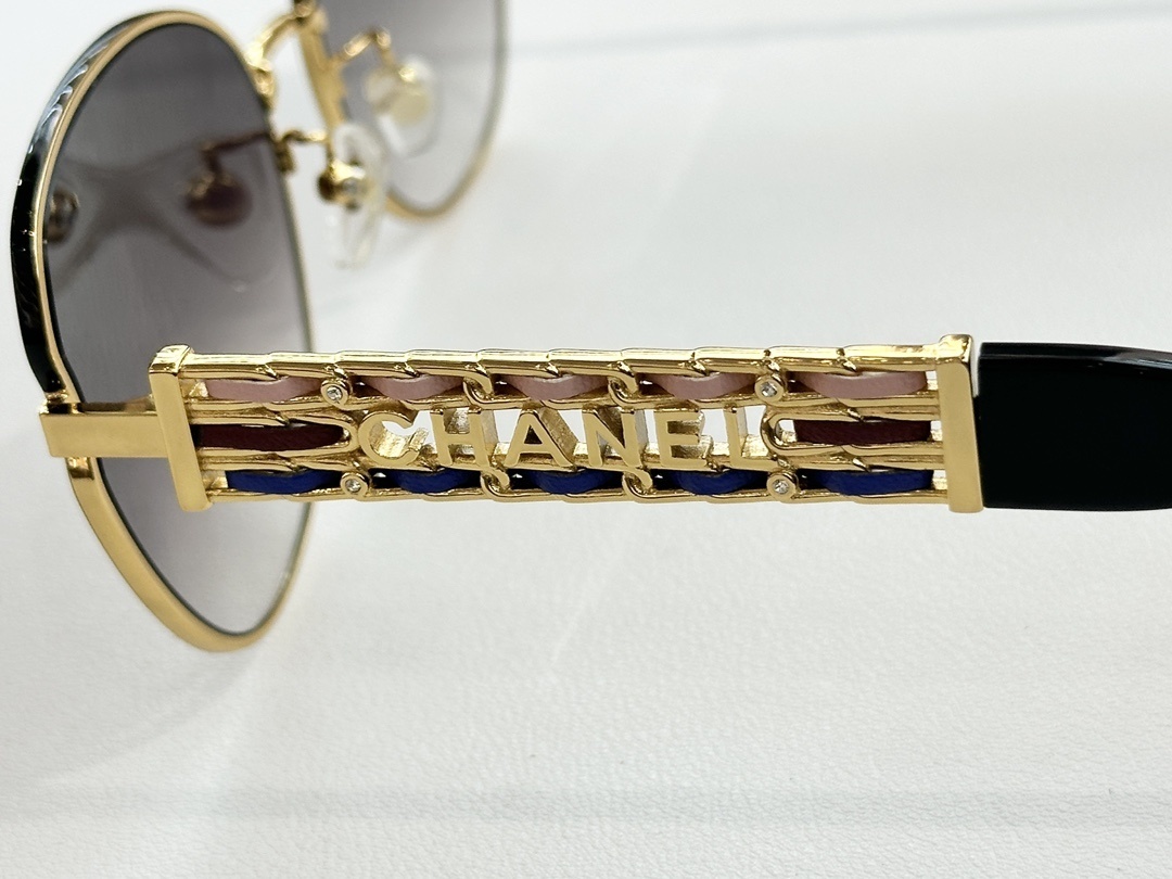 Chanel Butterfly Sunglasses with Gold Chain Logo Temples