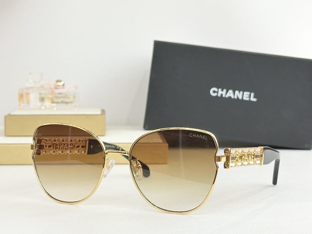 Chanel Butterfly Sunglasses with Gold Chain Logo Temples
