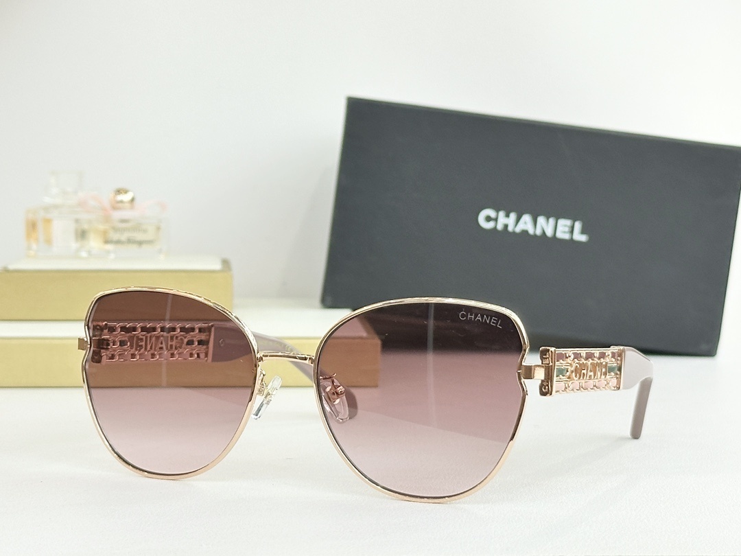 Chanel Butterfly Sunglasses with Gold Chain Logo Temples