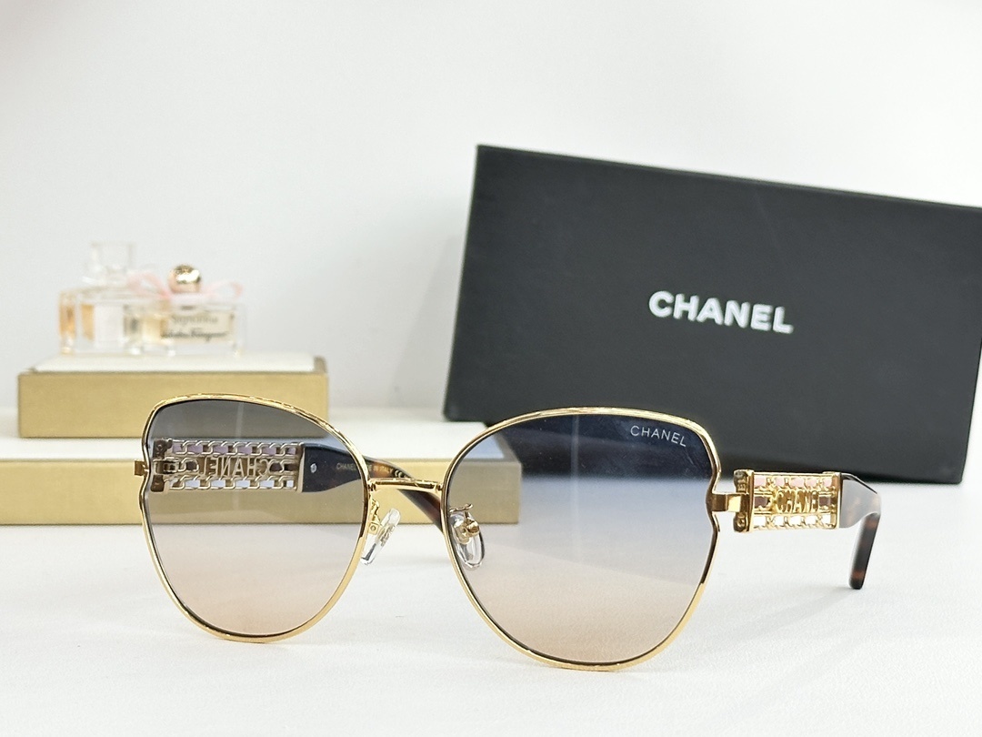Chanel Butterfly Sunglasses with Gold Chain Logo Temples