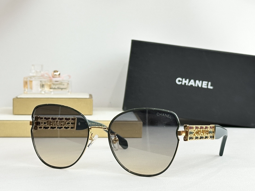 Chanel Butterfly Sunglasses with Gold Chain Logo Temples