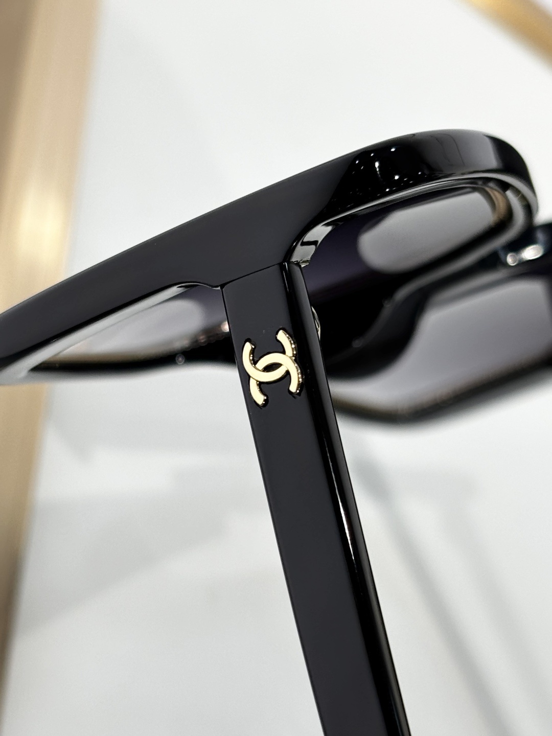 Chanel OCH71709A Oversized Square Sunglasses - Black & Gold Mirror