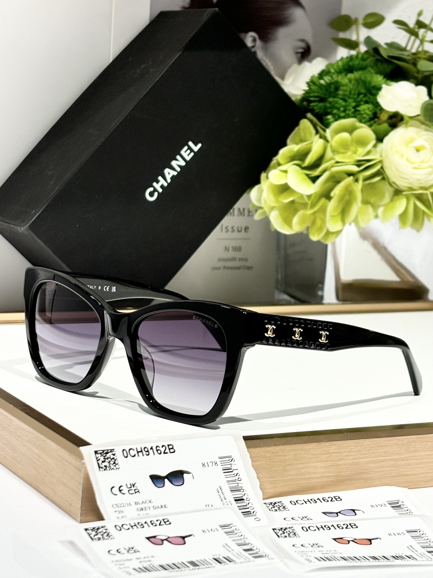 Chanel OCH9162B Designer Sunglasses – Elegant Black Cat-Eye Frame