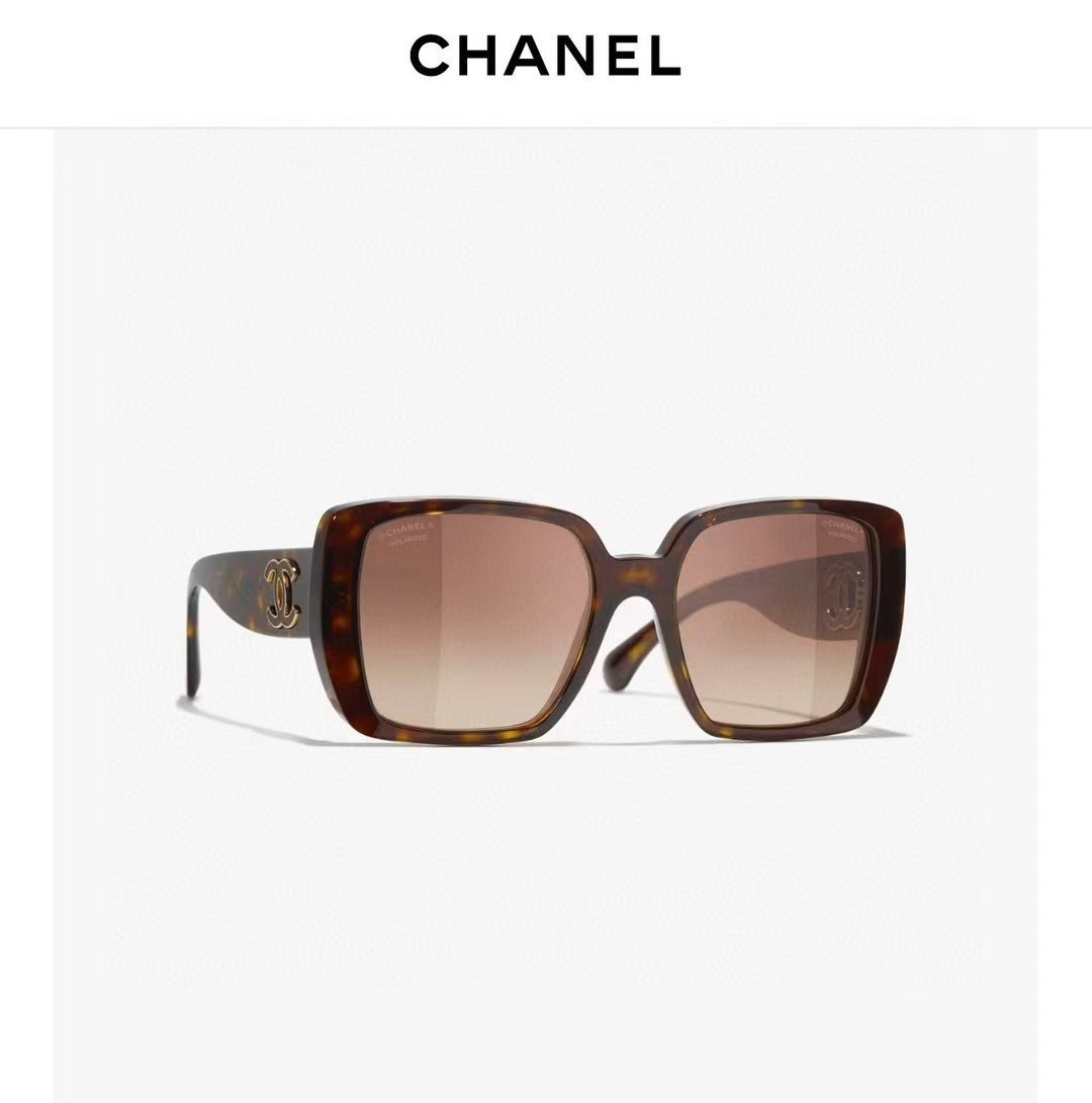 Chanel Square Sunglasses in Dark Havana with Polarized Brown Lenses