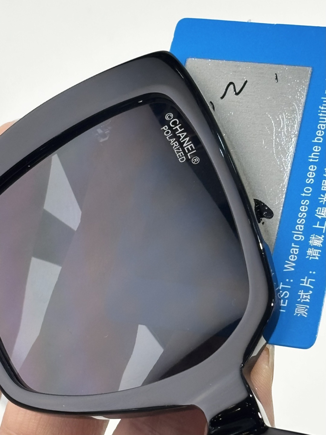 Chanel Oversized Square Polarized Sunglasses - Black & Gold Logo