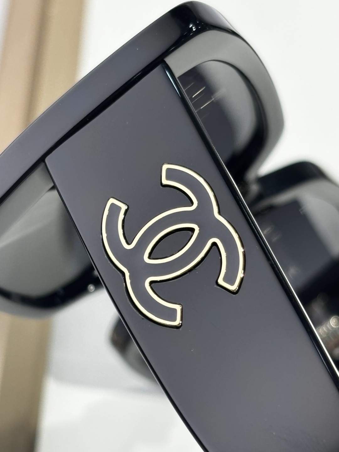 Chanel Oversized Square Polarized Sunglasses - Black & Gold Logo