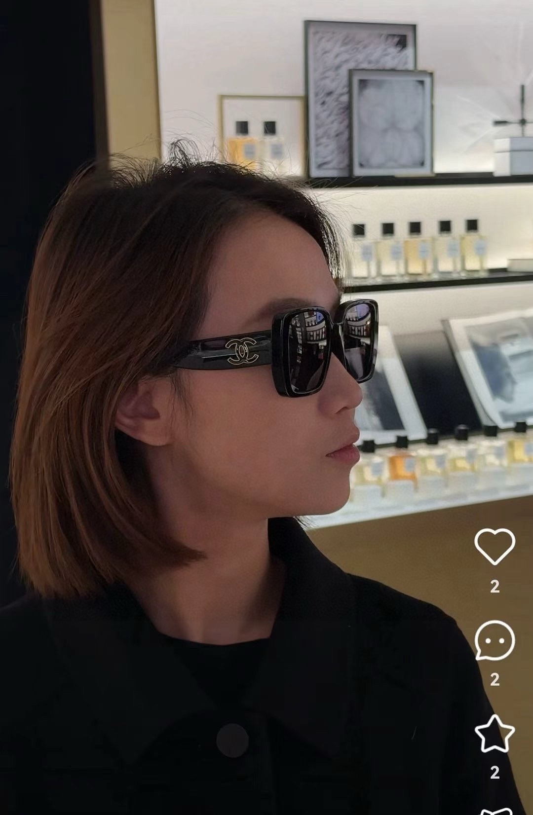 Luxury Oversized Square Sunglasses for Women - Elegant Black CC Design