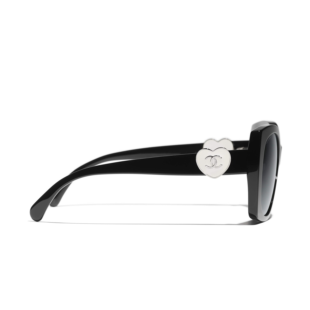 CHANEL CH5519 C501S4 Oversized Square Sunglasses with Heart Logo