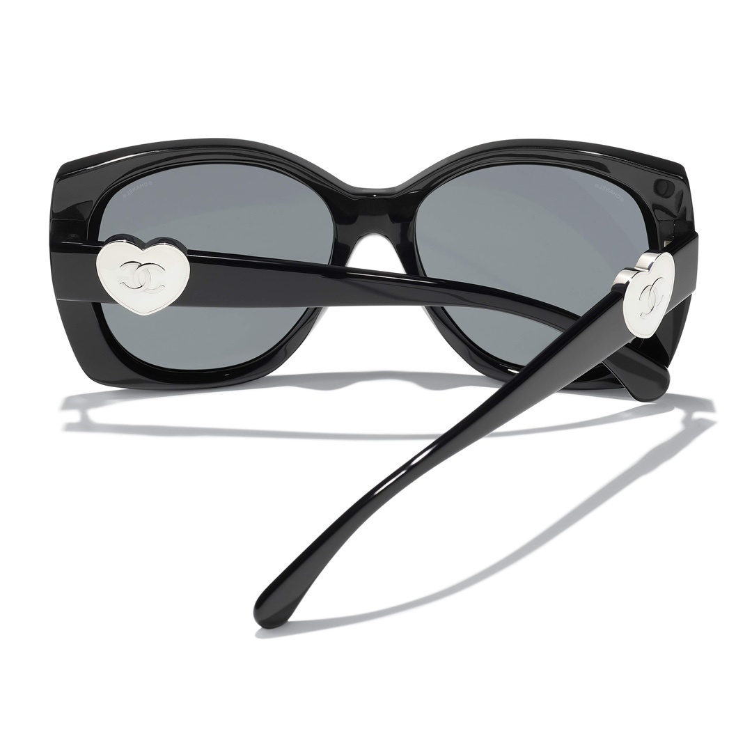 CHANEL CH5519 C501S4 Oversized Square Sunglasses with Heart Logo