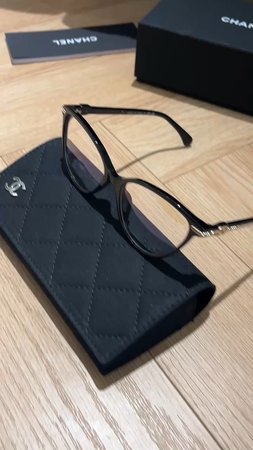 Luxury Chanel Black Optical Eyeglasses with Iconic Quilted Case