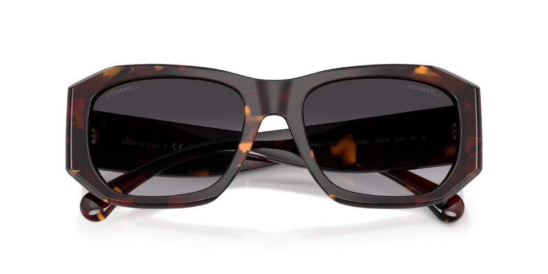 Chanel Tortoiseshell Rectangular Sunglasses - Gold CC Chain Logo