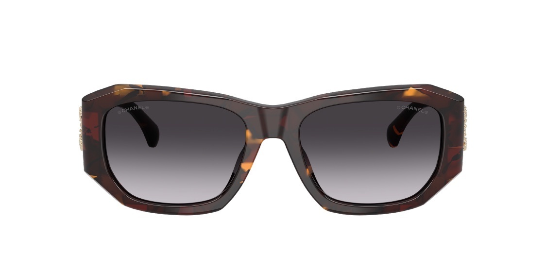 Chanel Tortoiseshell Rectangular Sunglasses - Gold CC Chain Logo