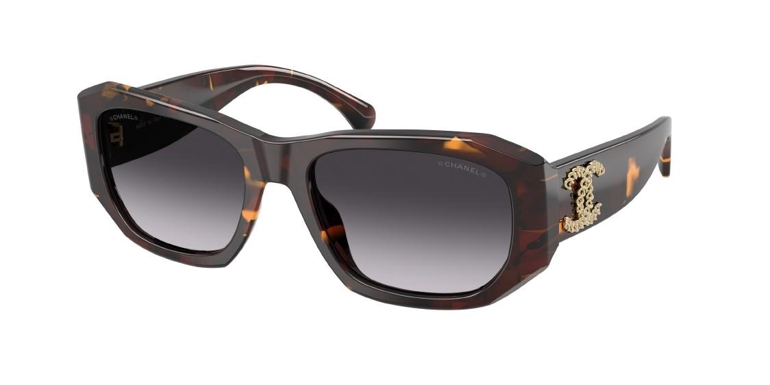 Chanel Tortoiseshell Rectangular Sunglasses – Gold CC Chain Logo