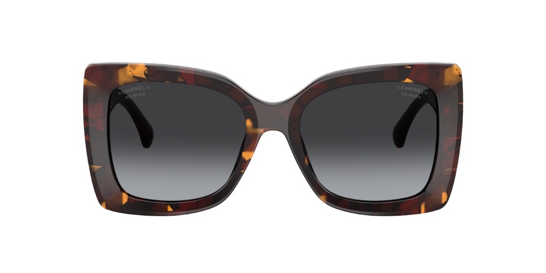 Chanel Oversized Square Sunglasses with Textured Silver CC Logo