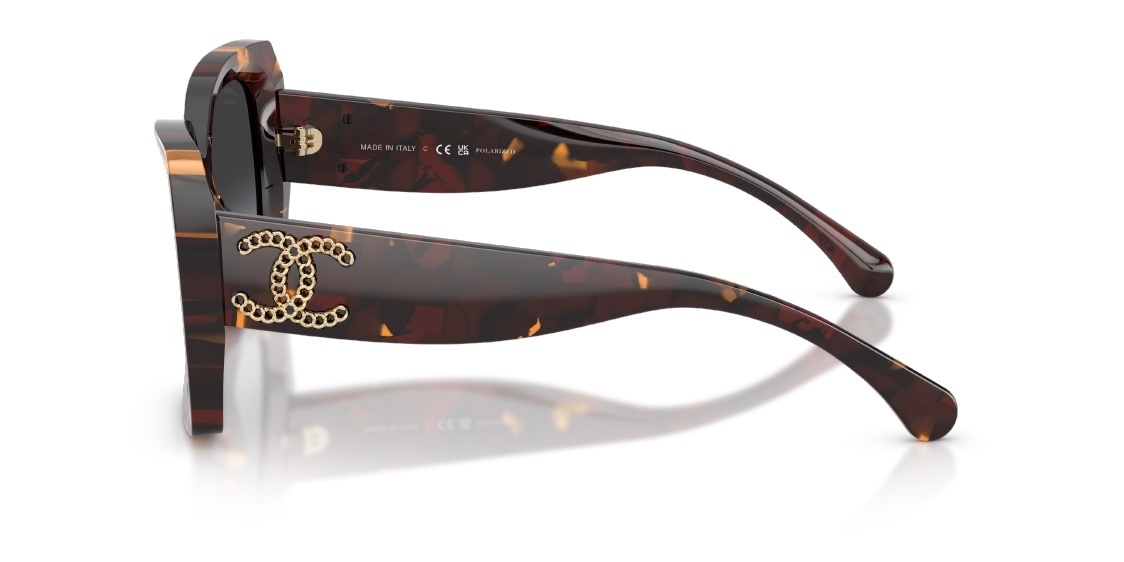 Chanel Oversized Square Sunglasses with Textured Silver CC Logo