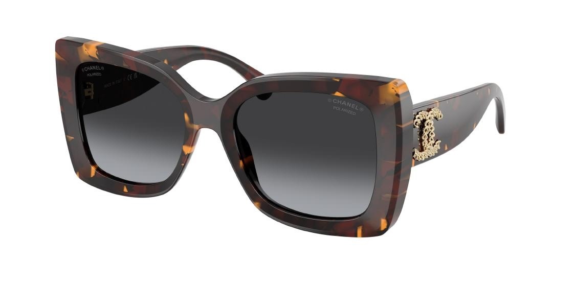 Chanel Oversized Square Sunglasses with Textured Silver CC Logo