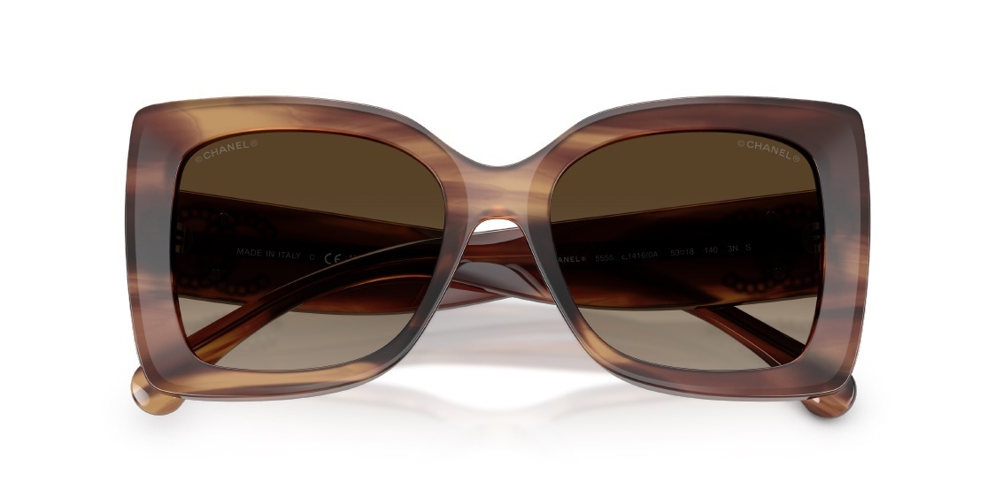 Chanel Oversized Square Sunglasses with Textured Silver CC Logo