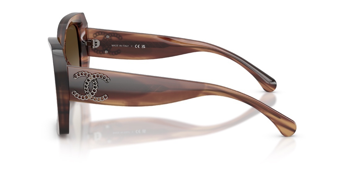 Chanel Oversized Square Sunglasses with Textured Silver CC Logo