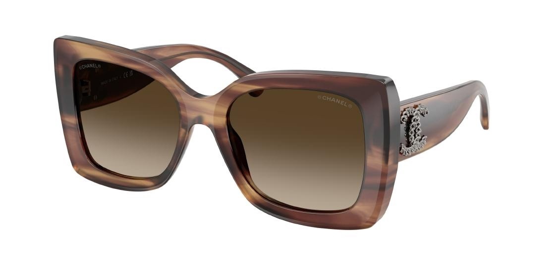 Chanel Oversized Square Sunglasses with Textured Silver CC Logo