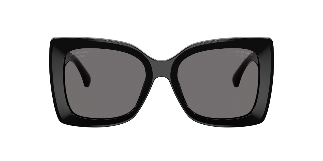 Chanel Burgundy Square Sunglasses with Gold Chain Logo