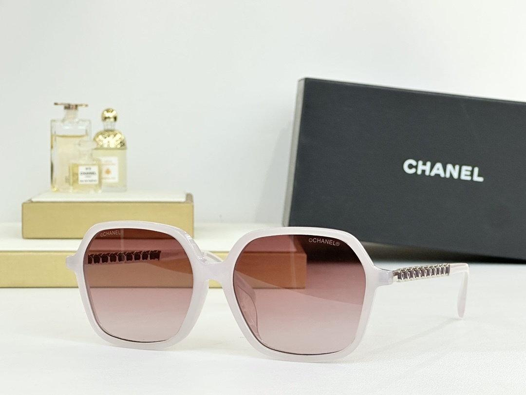 Chanel Luxury Oversized Square Sunglasses - Elegant Chain Temples