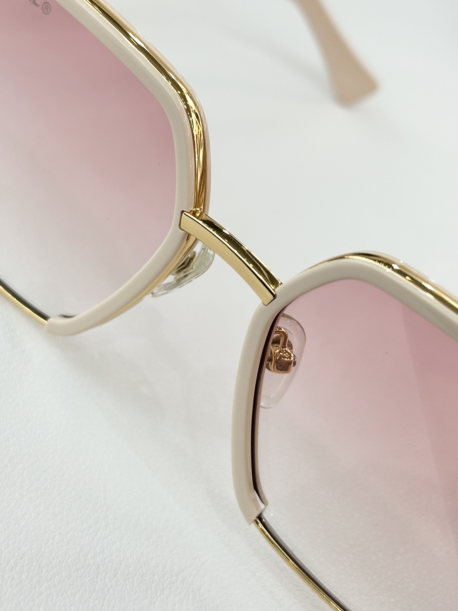 Chanel Hexagonal Tortoise Sunglasses with Gold Chain Detail