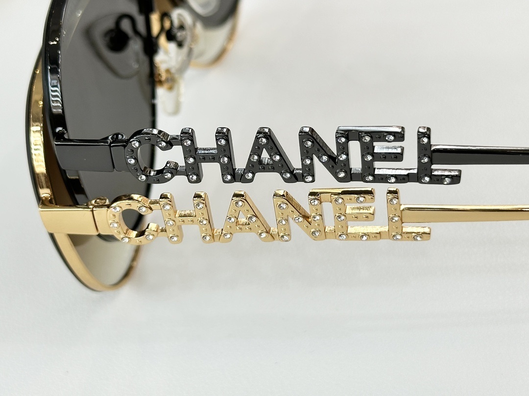 Chanel Luxury Women's Aviator Sunglasses with Rhinestone Logo