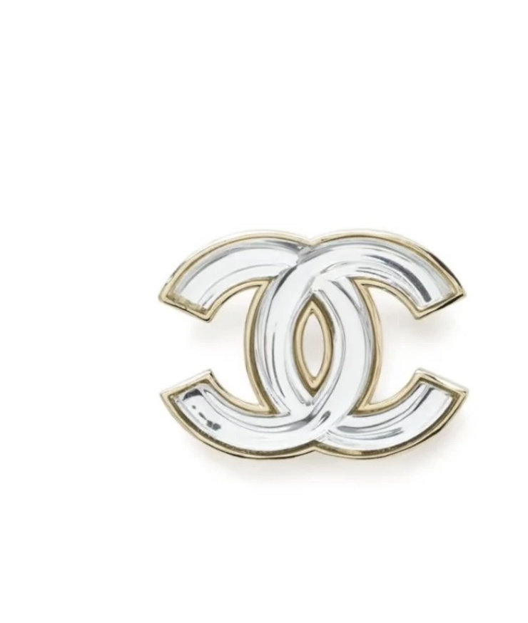 Luxury White Enamel & Gold CC Logo Brooch Pin for Women