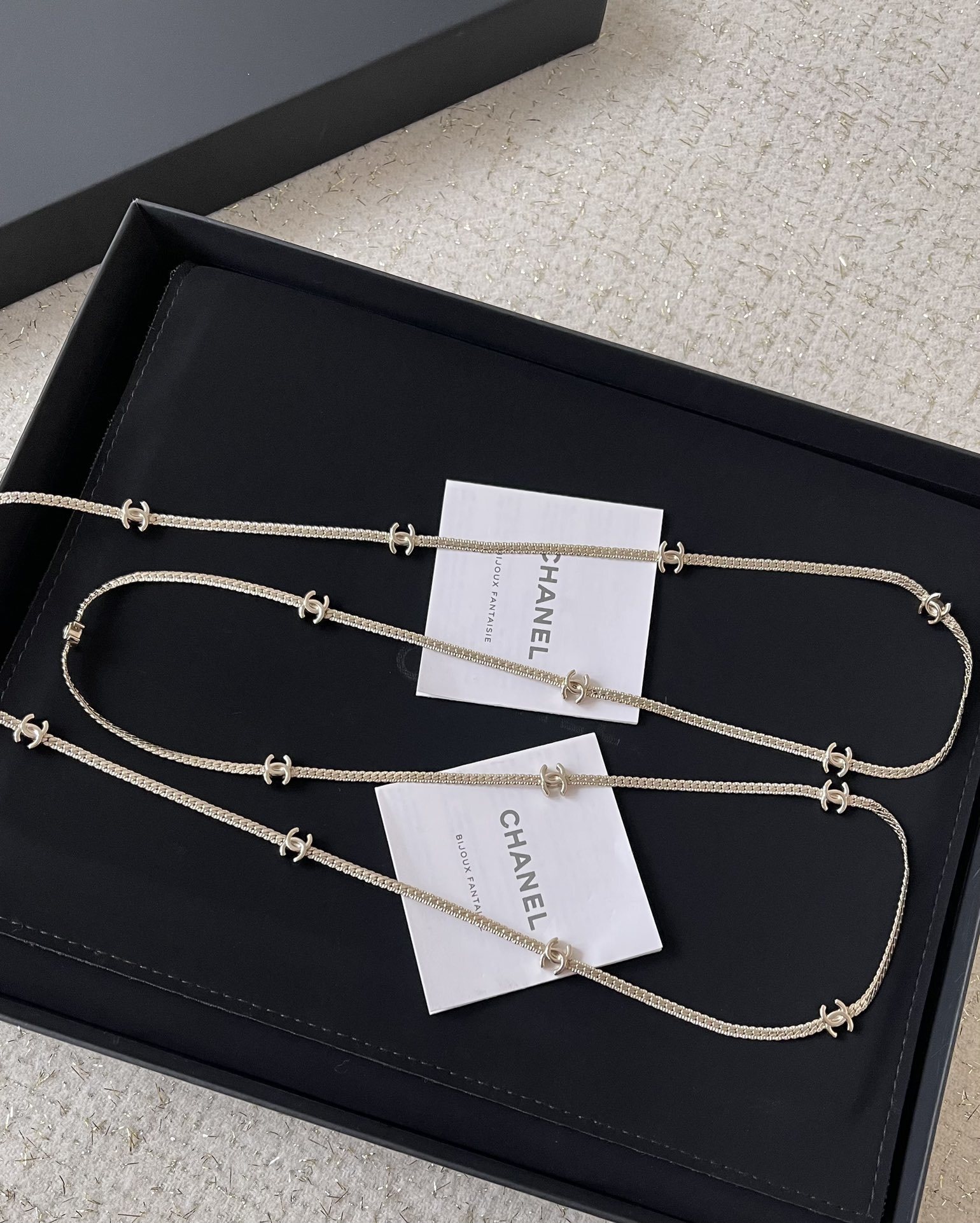 Luxury Double CC Logo Long Chain Necklace - Elegant Designer Style
