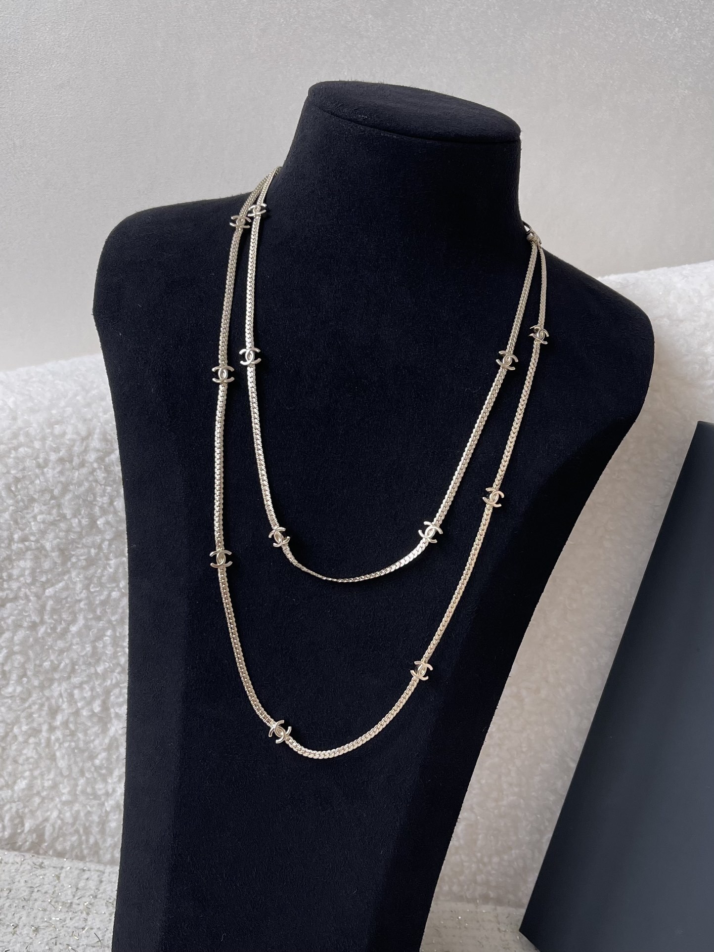 Luxury Double CC Logo Long Chain Necklace - Elegant Designer Style