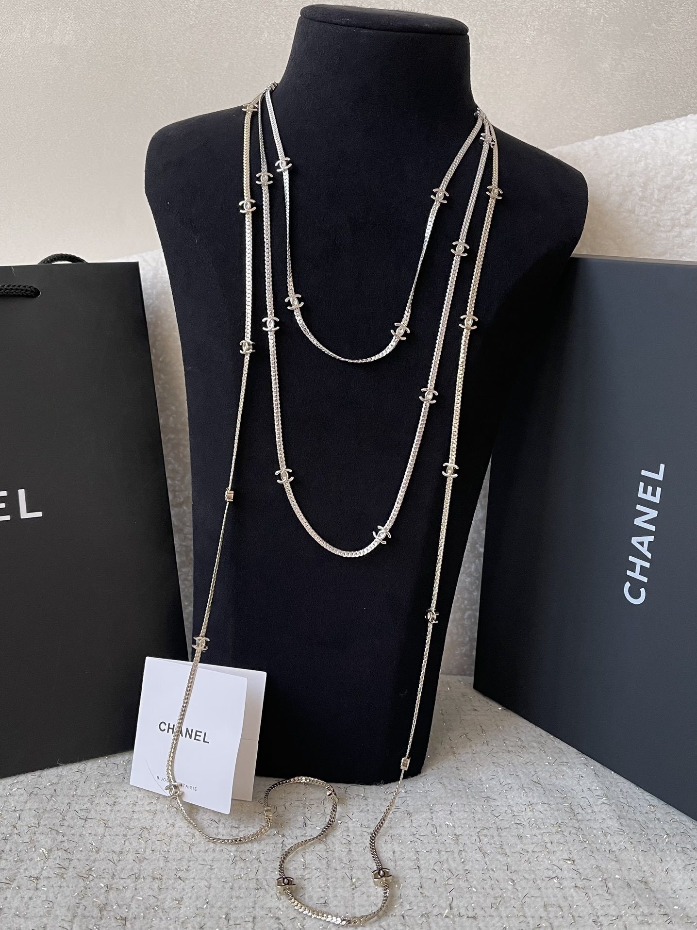 Luxury Double CC Logo Long Chain Necklace - Elegant Designer Style